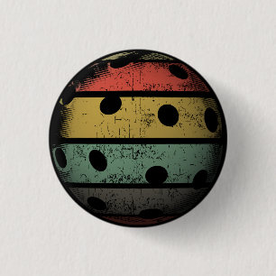 Retro Style Distressed Pickleball Art 1 Inch Round Button