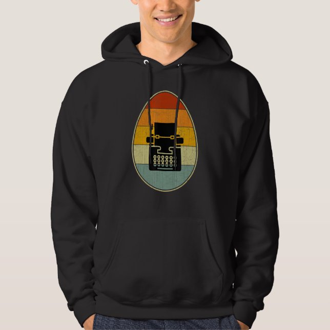 Retro Style Easter Egg Graphic Easter Day Writer Hoodie (Front)