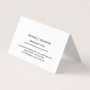 Retro Style Elegant Plain Simple Black & White Business Card