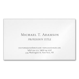 Retro Style Elegant Plain Simple Black & White Magnetic Business Card