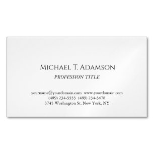 Retro Style Elegant Plain Simple Black & White Magnetic Business Card