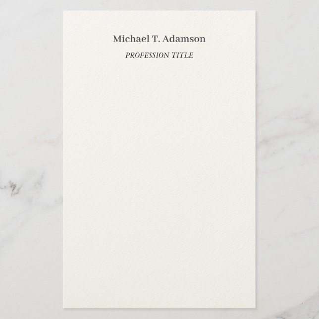 Retro Style Elegant Plain Simple Black & White Stationery (Front)