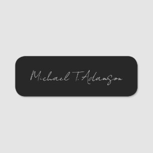 Retro Style Elegant Plain Simple Calligraphy Black Name Tag