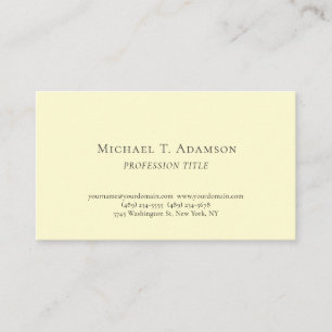 Retro Style Elegant Plain Simple Cream Colour Tone Business Card