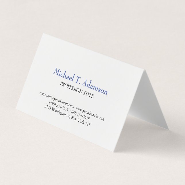 Retro Style Elegant Plain Simple White Business Card (Front)