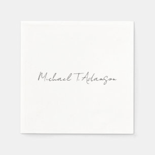 Retro Style Elegant Plain Simple White Calligraphy Napkin