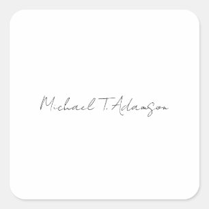 Retro Style Elegant Plain Simple White Calligraphy Square Sticker