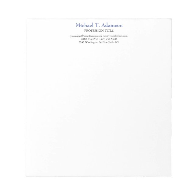 Retro Style Elegant Plain Simple White Notepad (Front)