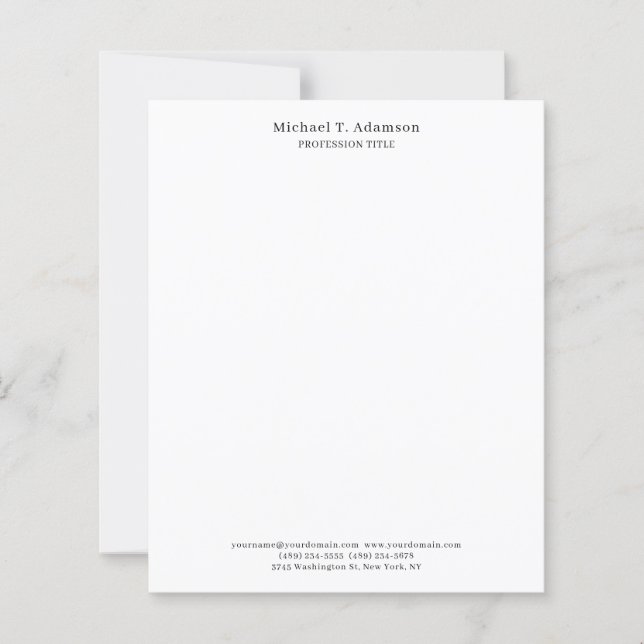 Retro Style Elegant Plain Simple White PaperSheet (Front)