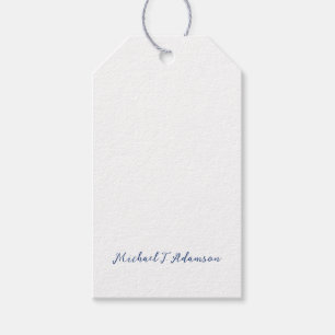 Retro Style Elegant Plain White Calligraphy Name Gift Tags