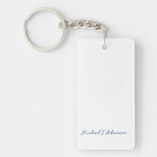 Retro Style Elegant Plain White Calligraphy Name Keychain