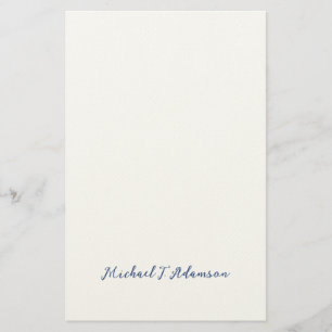 Retro Style Elegant Plain White Calligraphy Name Stationery
