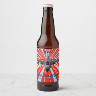 Retro-style Fighter Jet Beer Bottle Label