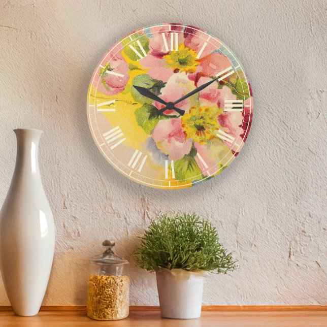 Retro Style Floral Vintage Kitchen Large Clock (Creator Uploaded)