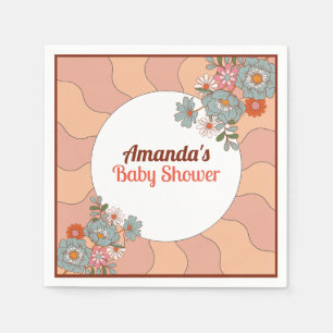 Retro Style Flover Baby Shower Party Napkins