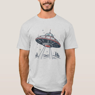 Retro-Style Flying Saucer Emblem T-Shirt