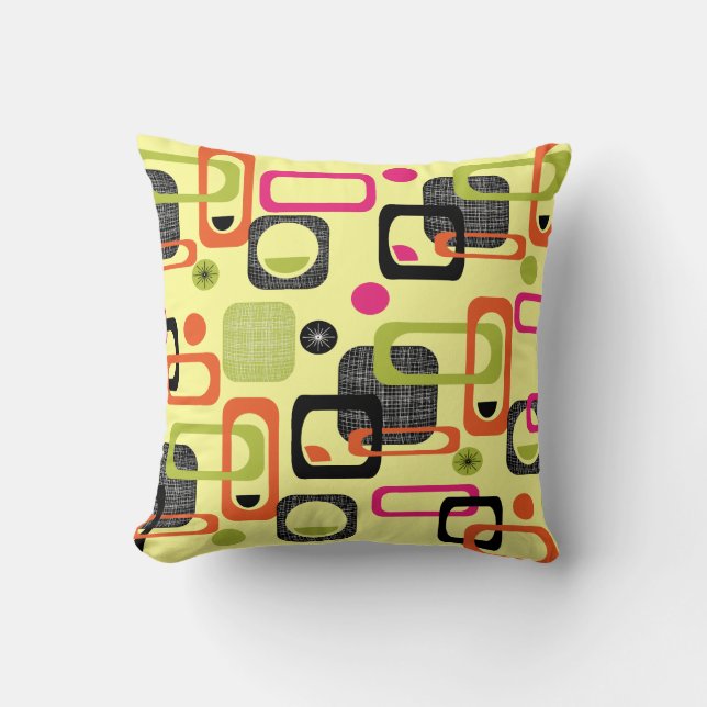 Retro Style Geometric Fabric Print Throw Pillow (Front)