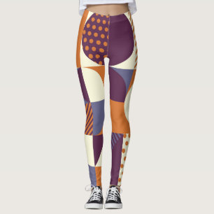 Retro Style Geometric Pattern Design Leggings