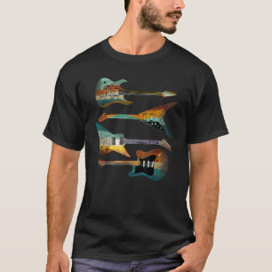 Retro Style Guitars Musicians, Music Distressed Vi T-Shirt