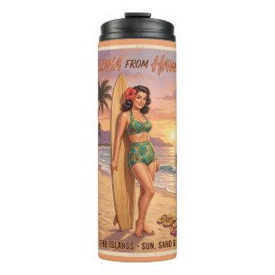 Retro Style Hawaiian Woman Pin Up Thermal Tumbler