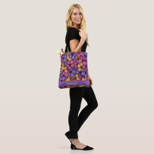Retro Style Hippie Flowers Personalized Tote Bag