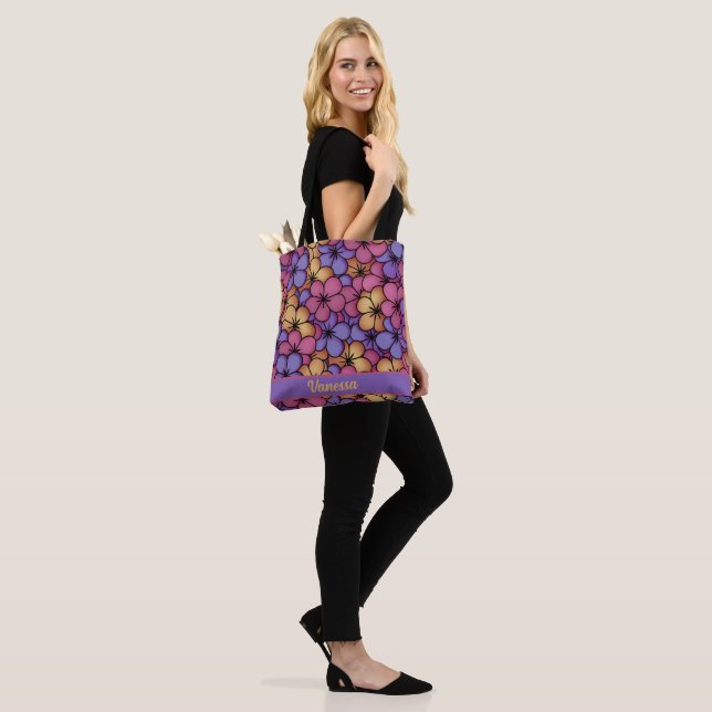 Retro Style Hippie Flowers Personalized Tote Bag (On Model)