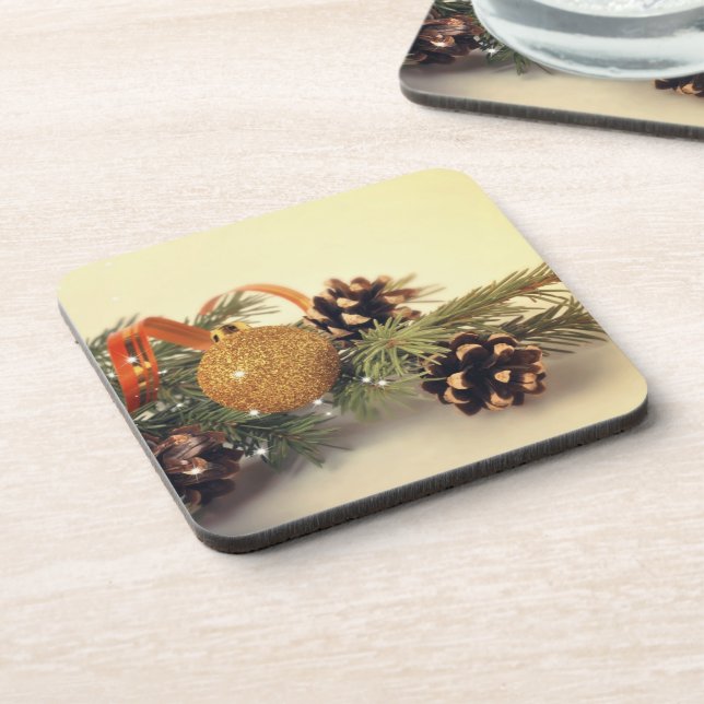 Retro Style Holiday Decorations Coaster (Left Side)