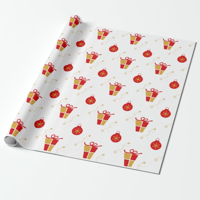 Retro style holiday design boxes, ornaments wrapping paper (Unrolled)
