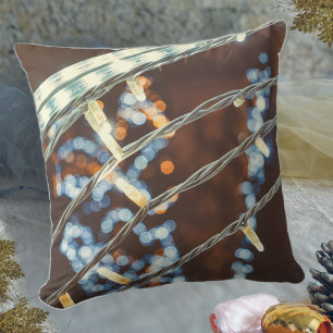 Retro style holiday lights throw pillow