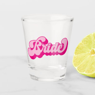 Retro Style Hot Pink Bride Bachelorette Party Shot Glass