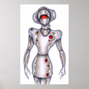 Retro-style humanoid robot. poster