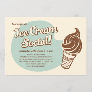 Retro Style Ice Cream Social Invitations