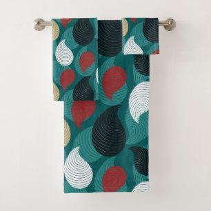 Retro Style in Attractive Swirl of Colours  Bath Towel Set