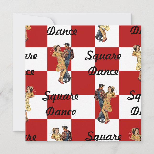 Retro Style Invitation Red White Checked Sq Dance (Front)