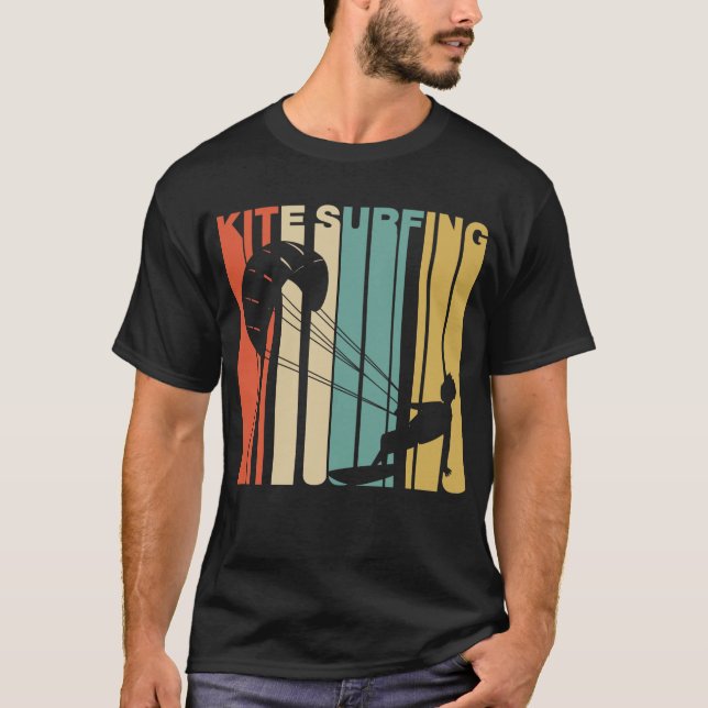 Retro Style Kite Surfing Kite Surfer T-Shirt (Front)