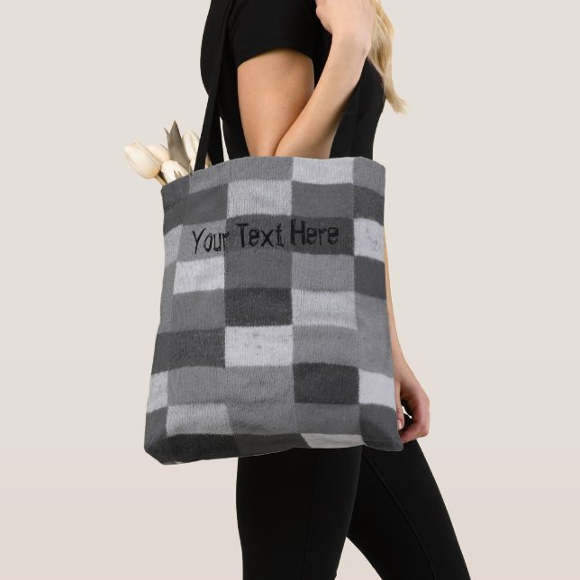 retro style knitted patchwork shabby chic tote bag (Close Up)