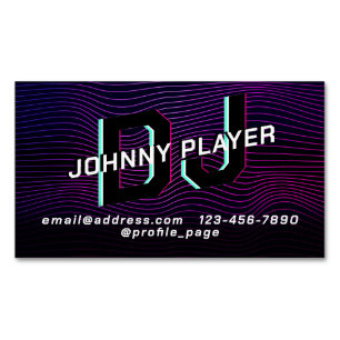 Retro style line pattern DJ  Magnetic Business Card
