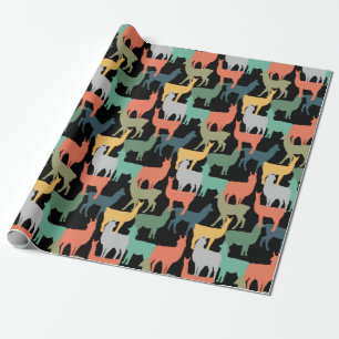 Retro Style Llama Pattern Vintage Alpaca Pink Wrapping Paper