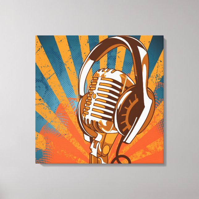 Retro Style Microphone Canvas Print (Front)