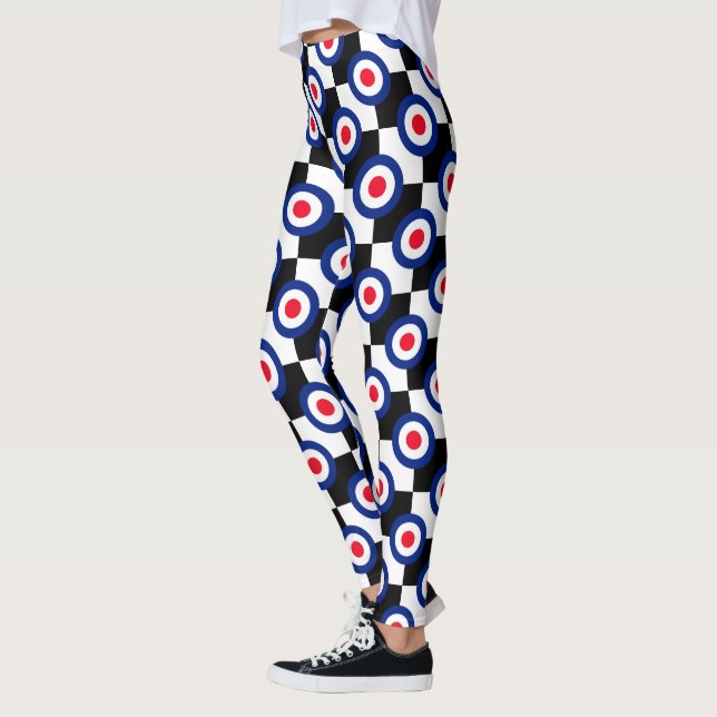 Retro Style Mod Roundels Checkers Decor on Leggings (Left)