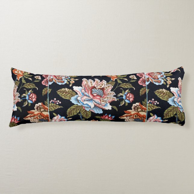 Retro Style Multi-coloured Floral Ornament   Body Pillow (Front)