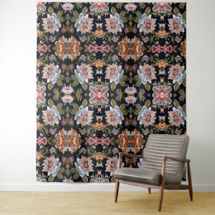 Retro Style Multi-coloured Floral Ornament Tapestry