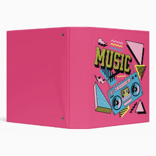 Retro style music boombox design binder
