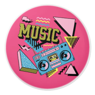 Retro style music boombox design ceramic knob
