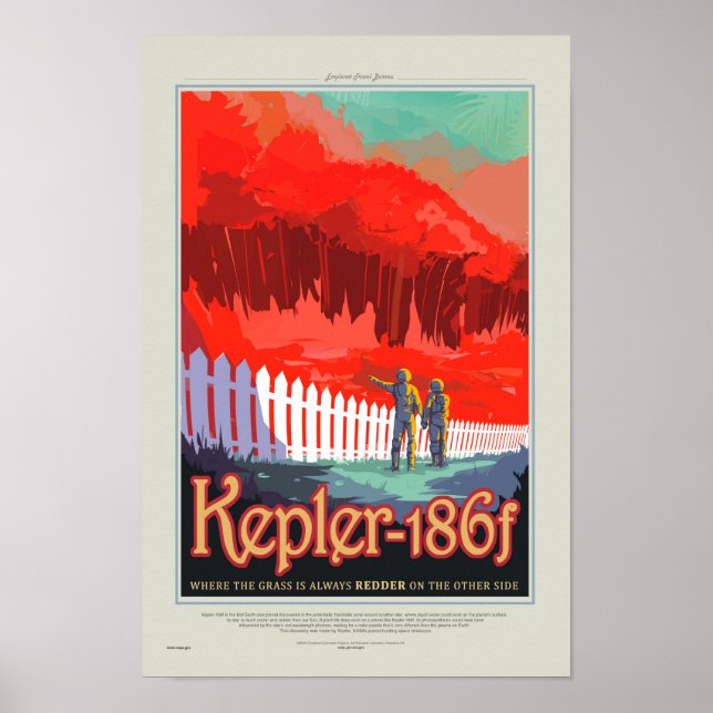 Retro Style NASA Travel Poster - Kepler 186f Tour (Front)