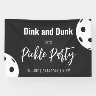 Retro Style Neon Black Themed Pickleball Birthday Banner
