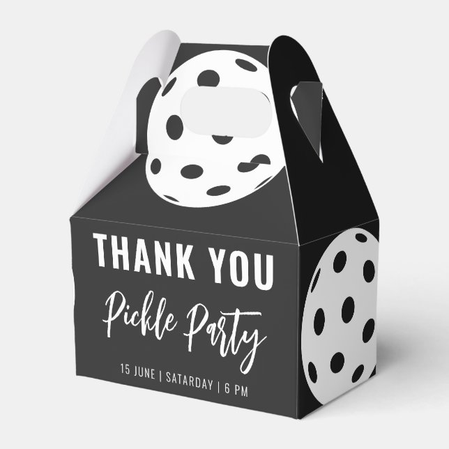 Retro Style Neon Black Themed Pickleball Birthday Favor Box (Front Side)