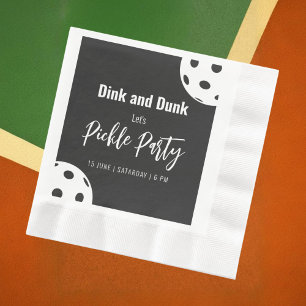 Retro Style Neon Black Themed Pickleball Birthday Napkin