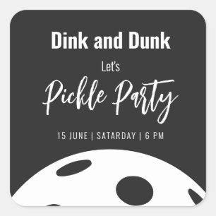 Retro Style Neon Black Themed Pickleball Birthday Square Sticker