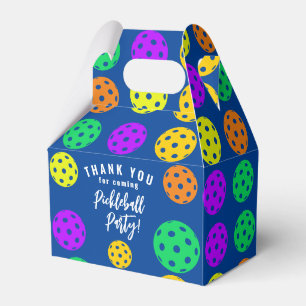 Retro Style Neon Blue Themed Pickleball Birthday Favor Box